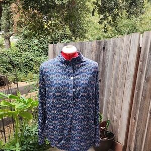 Elegant Blue Patterned Women's Top